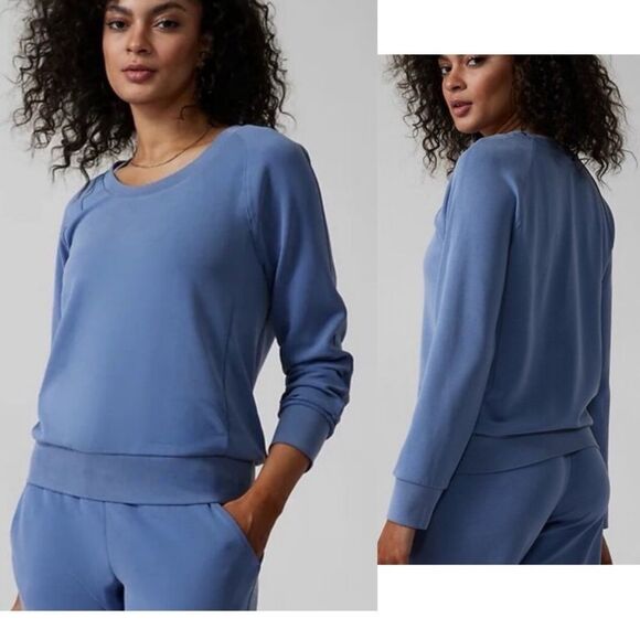 ATHLETA Cottage Blue Sea soft Scoop-neck Sweatshirt-M - Picture 1 of 10